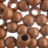 20x16mm Coffee Round Wood Beads 5/pk