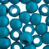 20x16mm Turquoise Round Wood Beads 5/pk