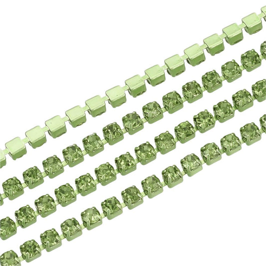 Metal 2mm Peridot Rhinestone Banding by the Yard