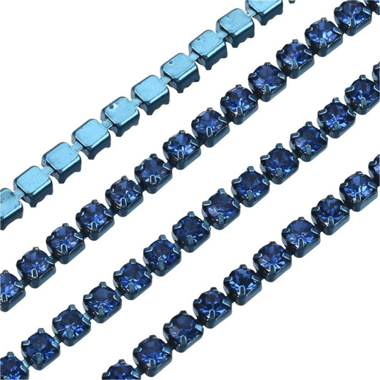 Metal 2mm Light Sapphire Rhinestone Banding by the Yard