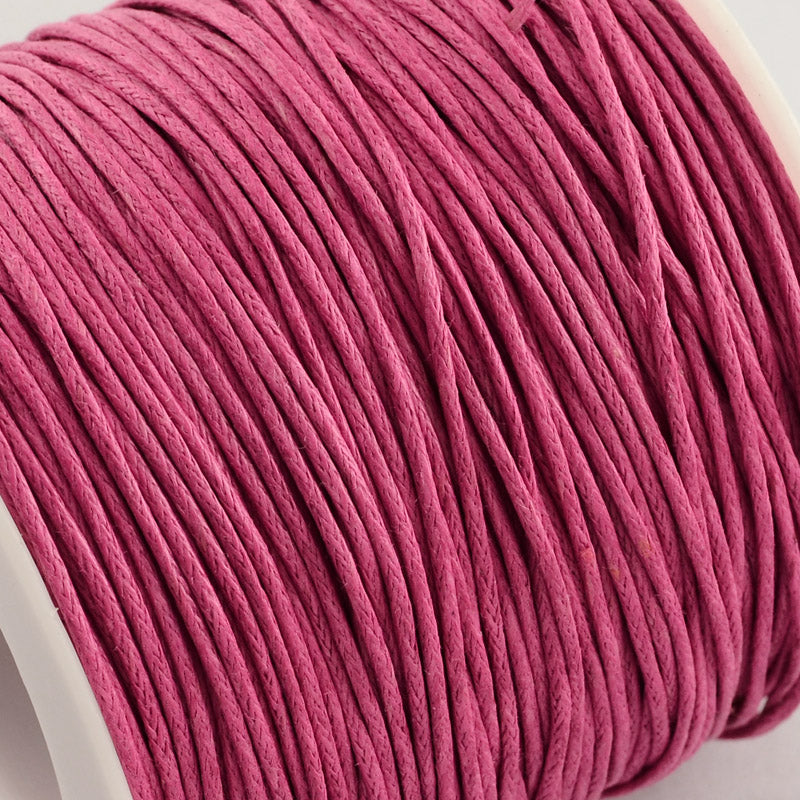 Waxed Cotton Cord 1mm Hot Pink 100yd/Roll