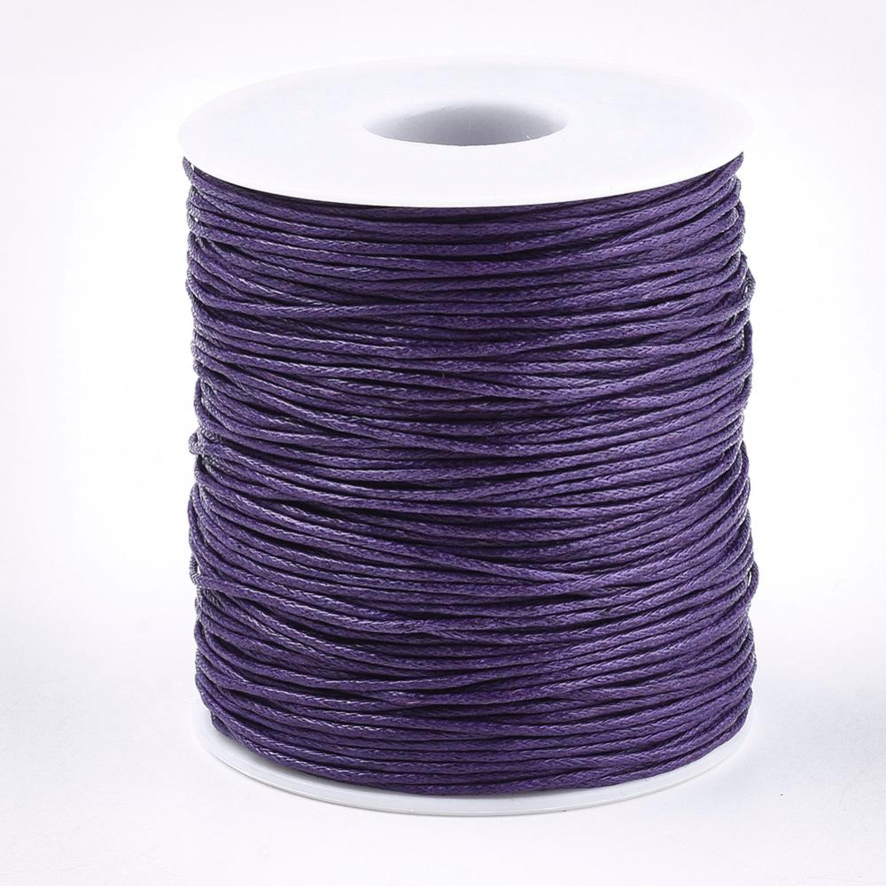 Waxed Cotton Cord 1mm Purple 100yd/Roll