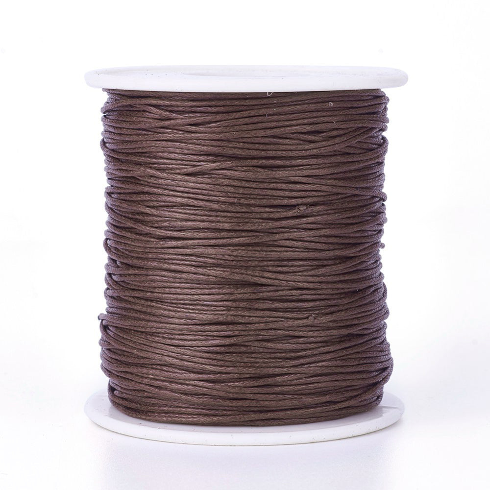 Waxed Cotton Cord 1mm Saddle Brown 100yd/Roll