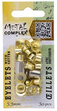 Gold Eyelets Set with 5.3mm Hole 30/pk