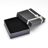 3 1/2 x 3 1/2" Black Gift Box with Silver Ribbon