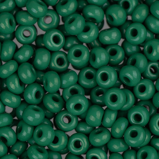 8/0 Czech Seed Beads #1579V Opaque Medium Dark Green 22g