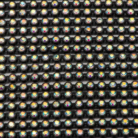 Plastic 2mm Black AB Rhinestone Banding 10yd/pk