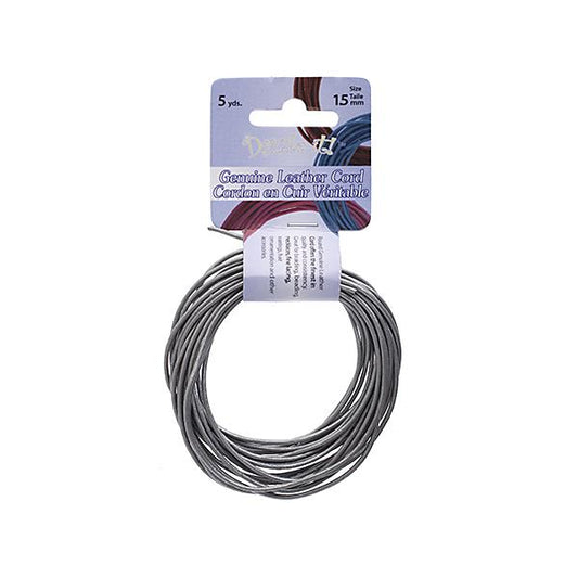 1.5mm Metallic Silver Leather Cord 5yd