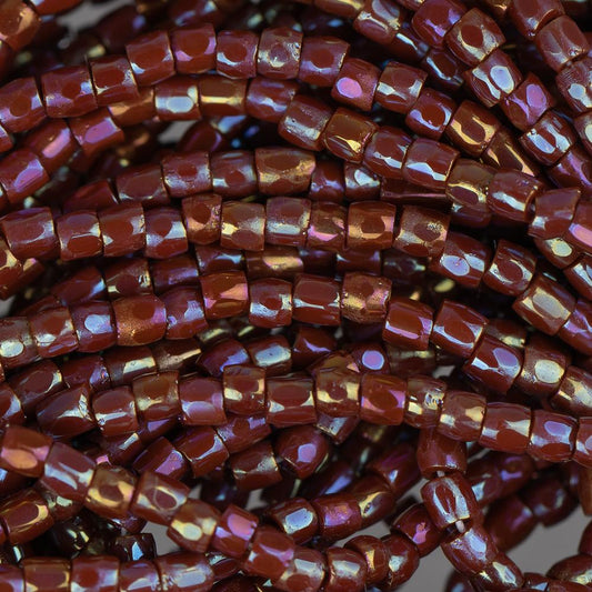 10/0 Czech 3 Cut Seed Beads Opaque Ruby AB Hank