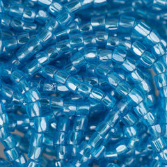 10/0 Czech 3 Cut Seed Beads Transparent Luster Capri Blue Hank