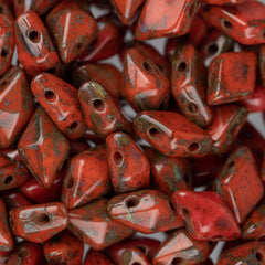 5x8mm Czech Diamonduo Beads Coral Picasso 5.5g