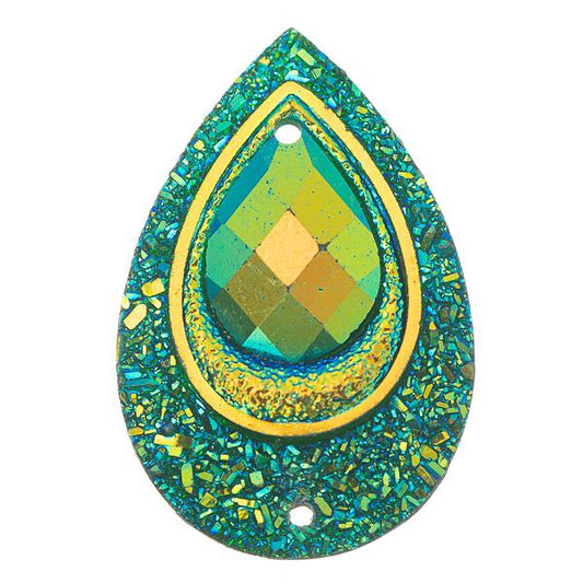 Emerald AB 20x30mm Tear Drop Sew-On Stone #9103-02 10/pk