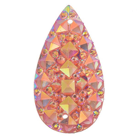 Pink AB 16x30mm Tear Drop Sew On Stone #9056-06 10/pk