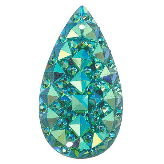 Turquoise AB 16x30mm Tear Drop Sew On Stone #9056-07 10/pk