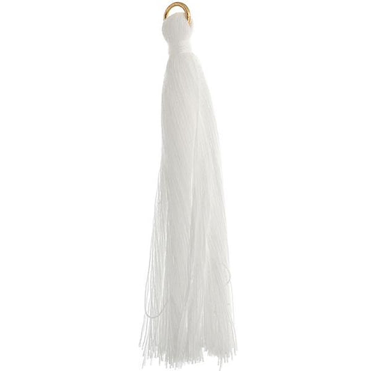 2.25" White Poly Cotton Tassels with Jump Ring 10/pk