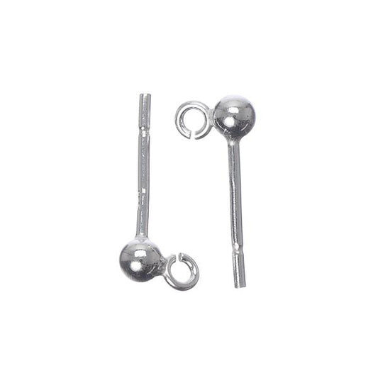 Sterling Silver Earring Studs with Loop 2/pk