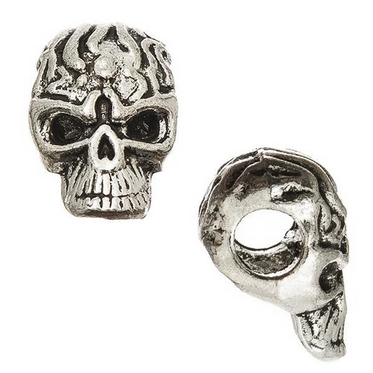 Skull 9x13mm, Antique Silver Metal Beads 5/pk