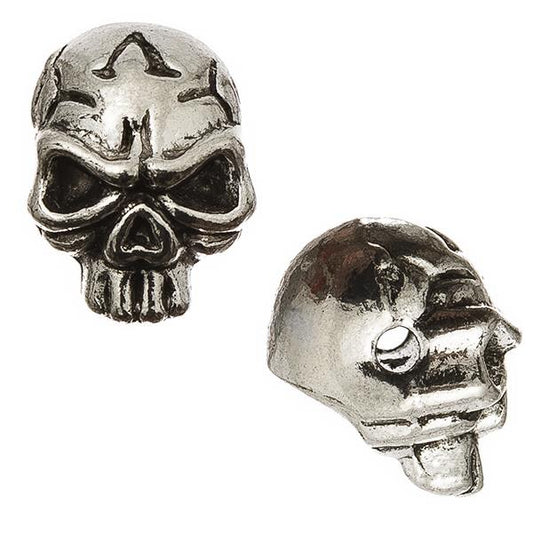 Skull 9x11mm, Antique Silver Metal Beads 5/pk