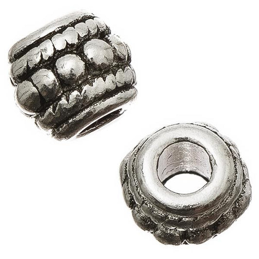 Barrel 8mm, Ant Silver Metal Beads 10/pk