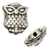 Owl 8x10mm, Antique Silver Metal Bead 5/pk