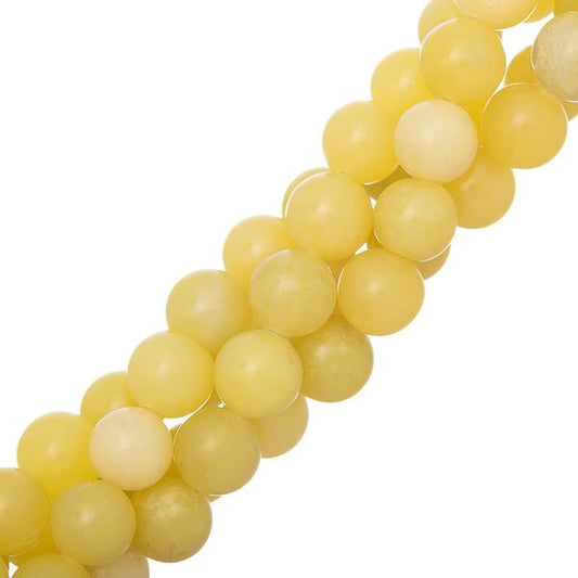 10-10.5mm Jade Lemon (Natural) Beads 15-16" Strand