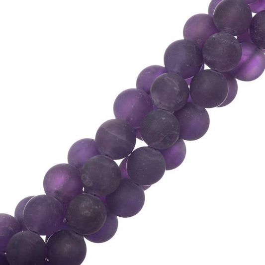 10mm Amethyst Matte (Natural) Beads 15-16" Strand