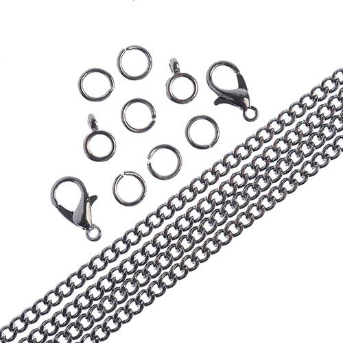 Chain & Findings Set Curb Chain 3mm Gunmetal 36"