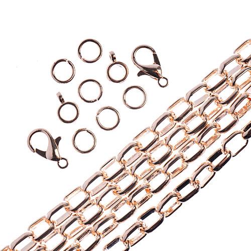 Chain & Findings Set Cable Chain 5x7mm Rose Gold 36"