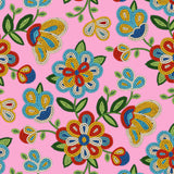 #449 Beaded Floral Pink 100% Cotton - Price Per Half Yard