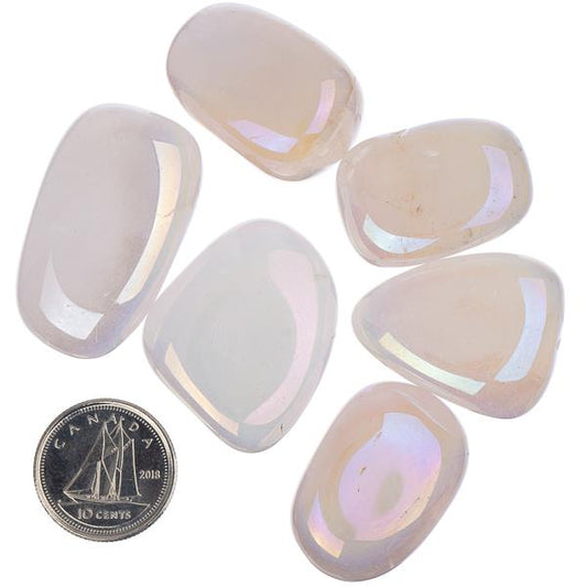 Quartz Rose Rainbow Aura Tumbled Stone - Each