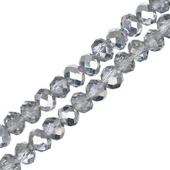 Crystal Lane Rondelle 3x4mm Tr Half Silver Iris 110/Strand