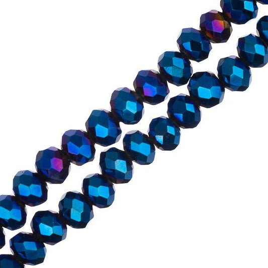 Crystal Lane Rondelle 3x4mm Opaque Blue Iris 110/Strand