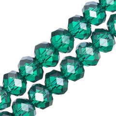 Crystal Lane Rondelle 6x8mm Transparent Dark Green AB 58/Strand