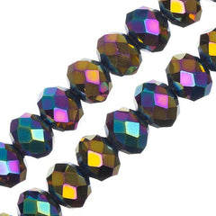 Crystal Lane Rondelle 6x8mm Opaque Multi Iris 58/Strand