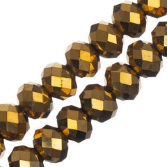 Crystal Lane Rondelle 6x8mm Opaque Gold Iris 58/Strand