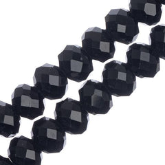 Crystal Lane Rondelle 6x8mm Opaque Black 58/Strand