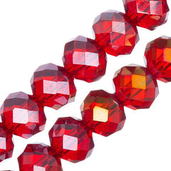 Crystal Lane Rondelle 8x10mm Transparent Red AB 46/Strand