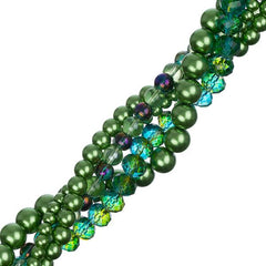 Crystal Lane Twisted Bead Strands Green Hydrangea