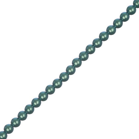 Czech Glass Pearls 4mm Iridescent Emerald Green 45/Strand