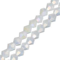 Crystal Lane Bicone 4mm Opaque White AB 96/Strand