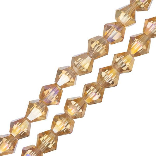 Crystal Lane Bicone 4mm Transparent Topaz AB 96/Strand