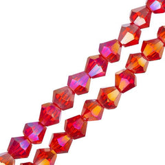 Crystal Lane Bicone 4mm Transparent Red AB 96/Strand