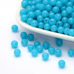 6mm Round Plastic Beads 100/pk - Neon Blue