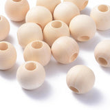 25mm Large Round Natural Wood Beads 10/pk