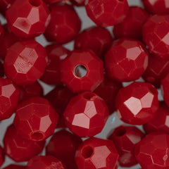 Faceted Beads 8mm Plastic 900/pk - Opaque Red