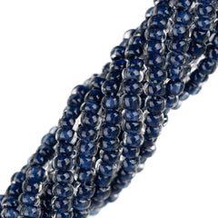 11/0 Czech Seed Beads #01006 Colour Lined Navy Blue 6 Strand Hank