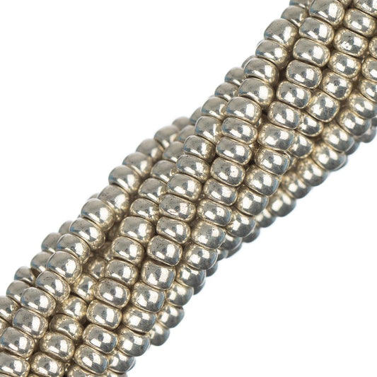 11/0 Czech Seed Beads #01018 Metallic Silver 6 Strand Hank