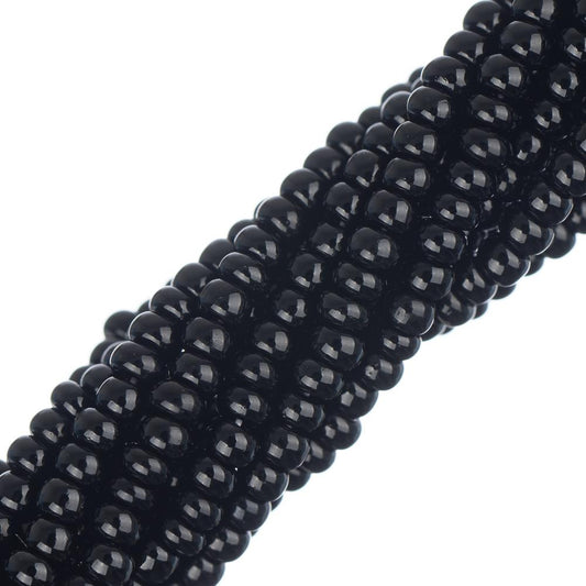 11/0 Czech Seed Beads #34904 Opaque Black 6 Strand Hank