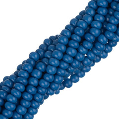 11/0 Czech Seed Beads #34920 Opaque Medium Blue 6 Strand Hank