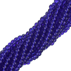 11/0 Czech Seed Beads #34939 Transparent Royal Blue 6 Strand Hank